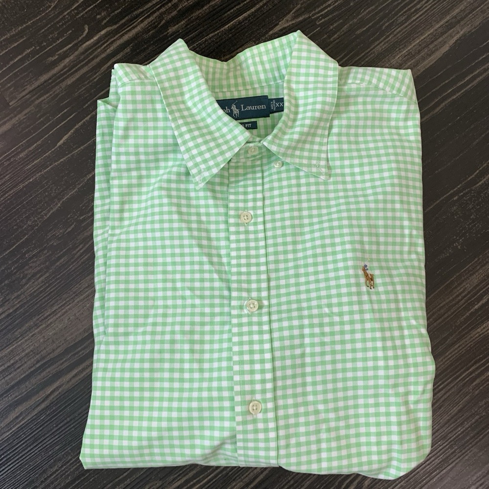Vintage 90s Ralph Lauren Classic Fit Men's Size 18 | XXL Green Plaid Long Sleeve